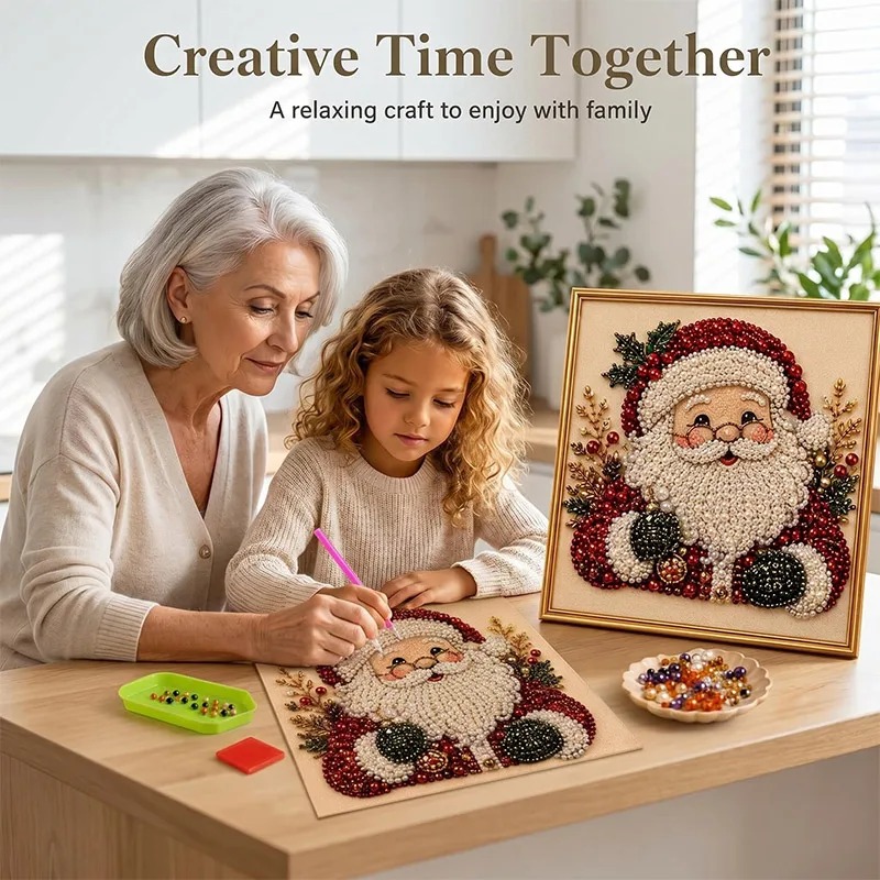 Resin Art Frame - Set Lukisan Berlian Mutiara Natal dengan
