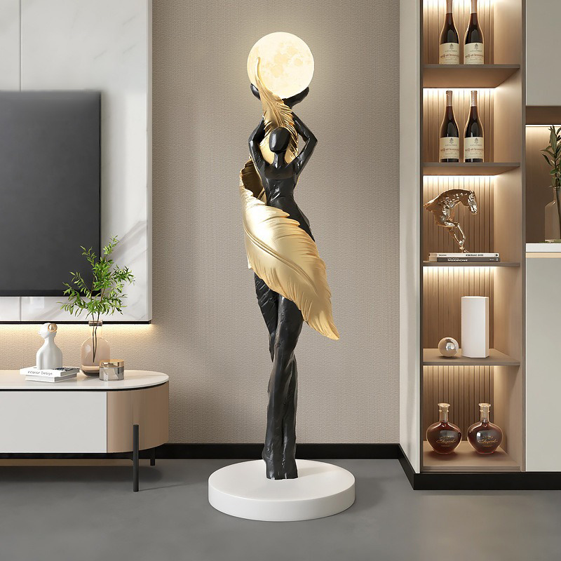 Resin Art In Floor - Lampu Lantai Resin Angel Mewah Kreatif