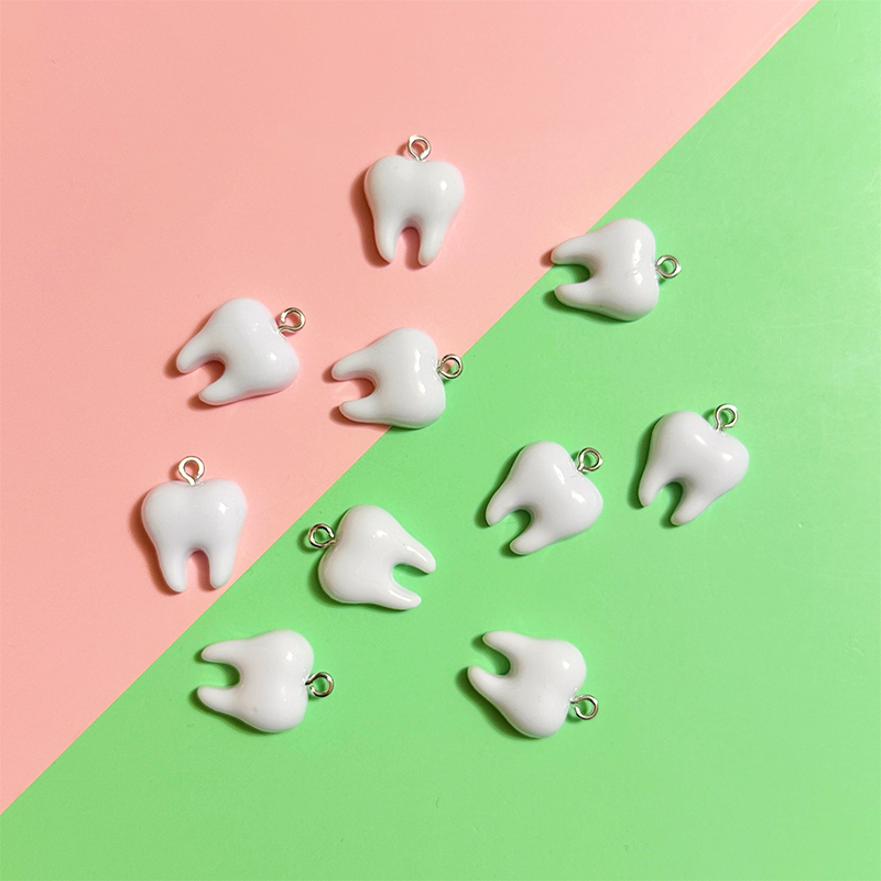 Resin Art For Sale - 10 Buah Liontin Resin Gigi Putih
