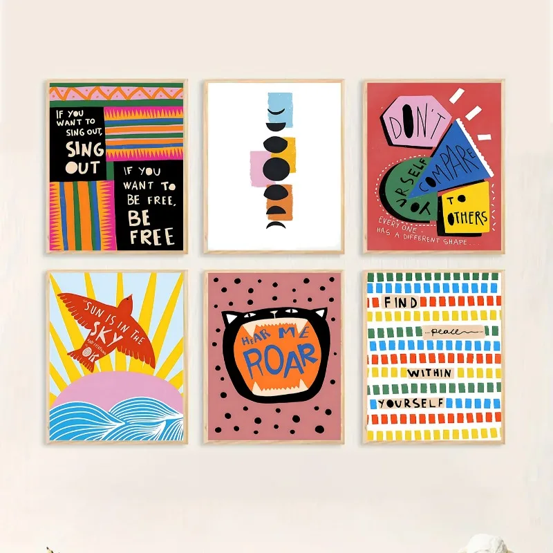 Resin Art Quotes - Poster Bohemian Berwarna-warni yang Dicetak dengan