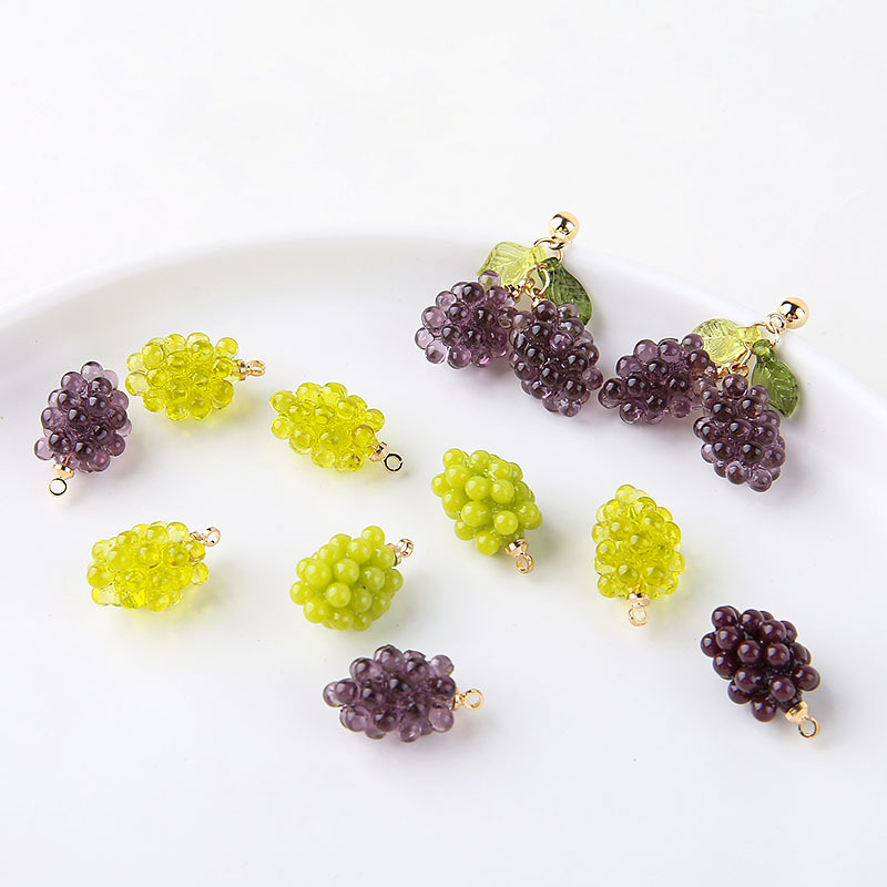 Resin Art Earrings - 6pcs Gantungan Resin Anggur Kecil Lucu,