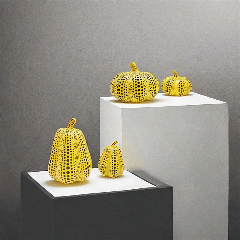 Resin Art For Wedding Gift - Patung Burung Hantu Resin Labu Kuning,