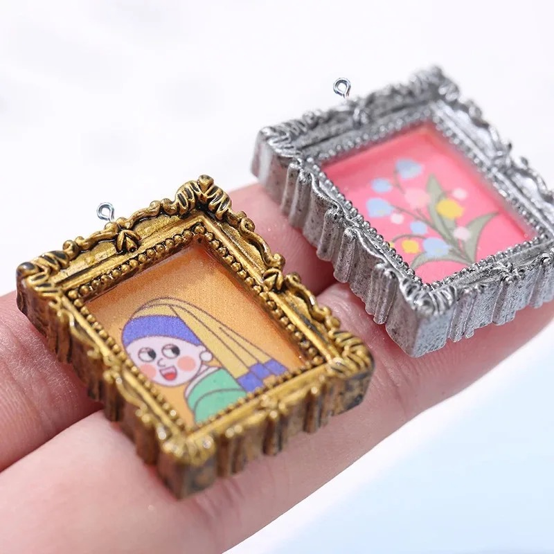 Resin Art Earrings - 10 Buah Liontin Bingkai Foto Resin