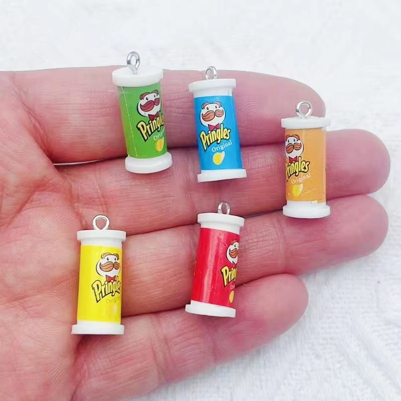 Resin Art Earrings - 10pcs Simulasi Keranjang Keripik Kentang 3D
