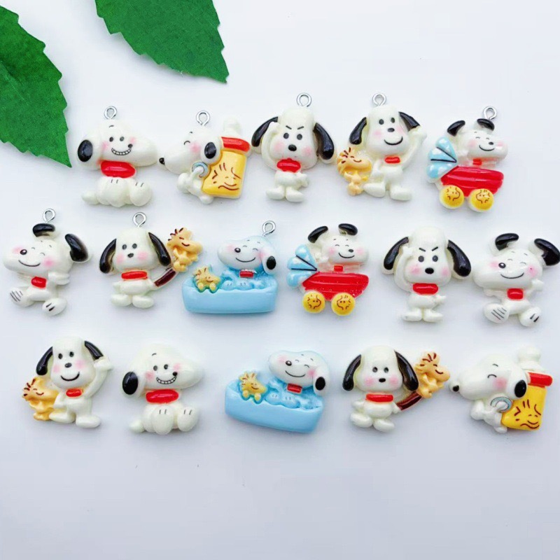 Resin Art Earrings - 12 buah liontin anjing kartun resin,