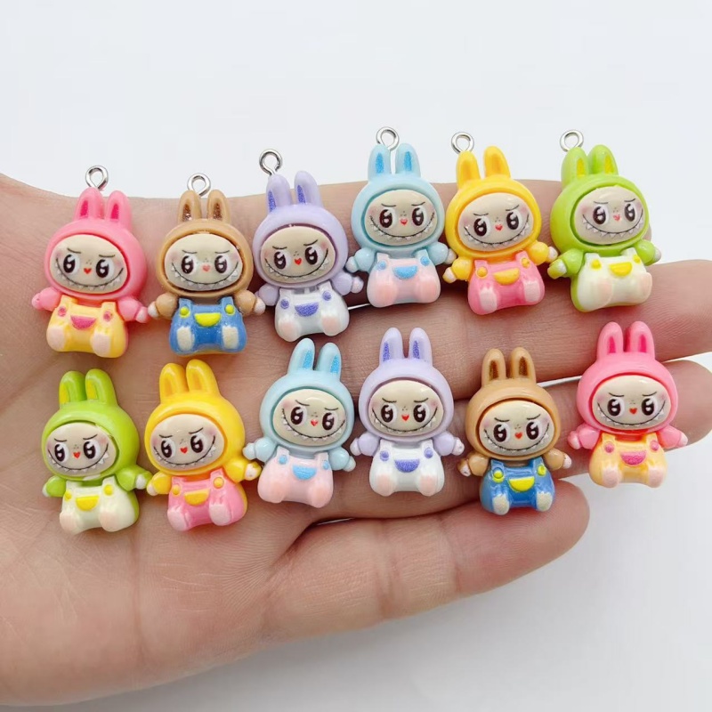 Resin Art Earrings - 10Pcs Gantungan Resin Rumah Stroberi Kelinci