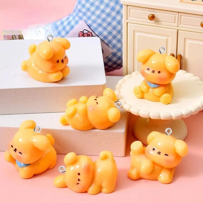Resin Art Earrings - 10Pcs Gantungan Akrilik Resin Anjing Kartun