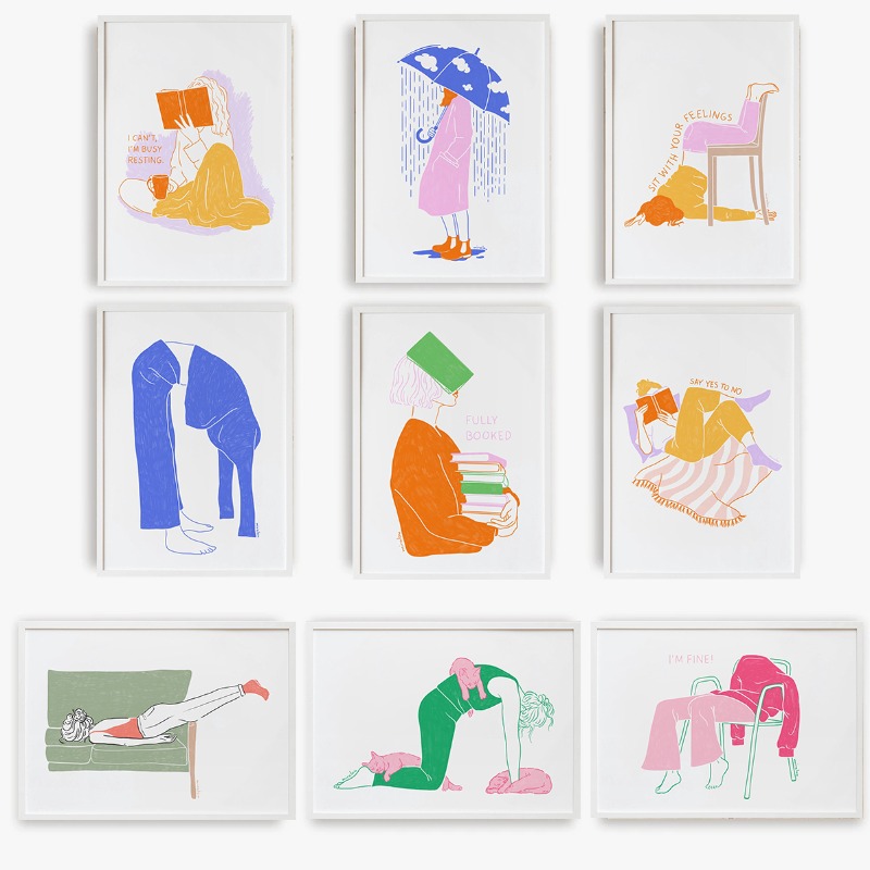 Resin Art Book - Poster Ilustrasi Gadis Bergaya Minimalis Modern,