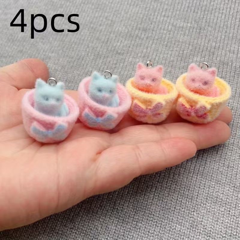 4 buah liontin kucing resin 3D - Resin Art Earrings ulasan dan harga
