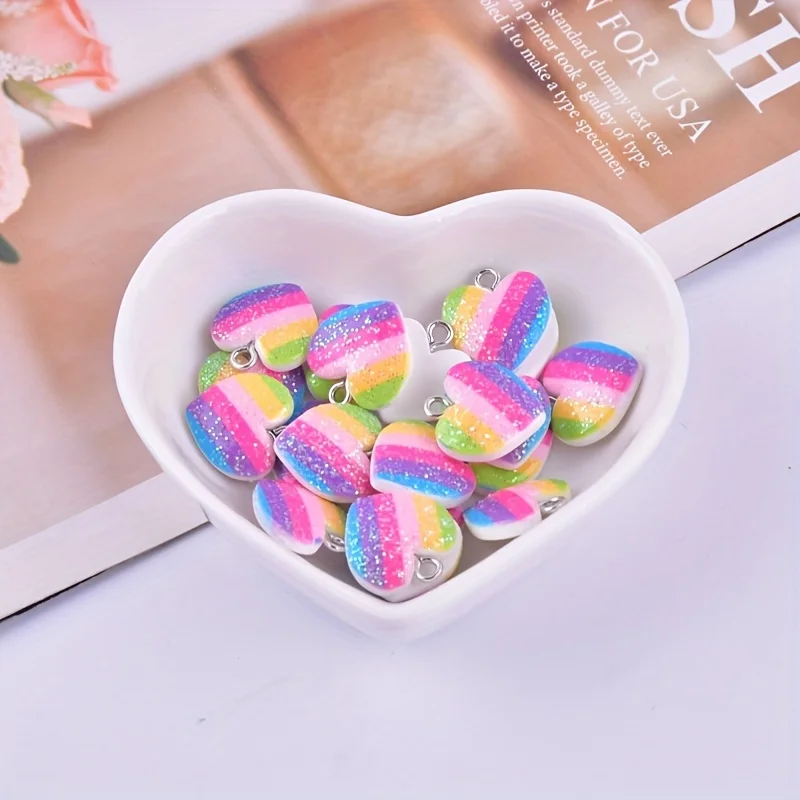 10 Buah Liontin Resin Hati War - Resin Art Earrings ulasan dan harga
