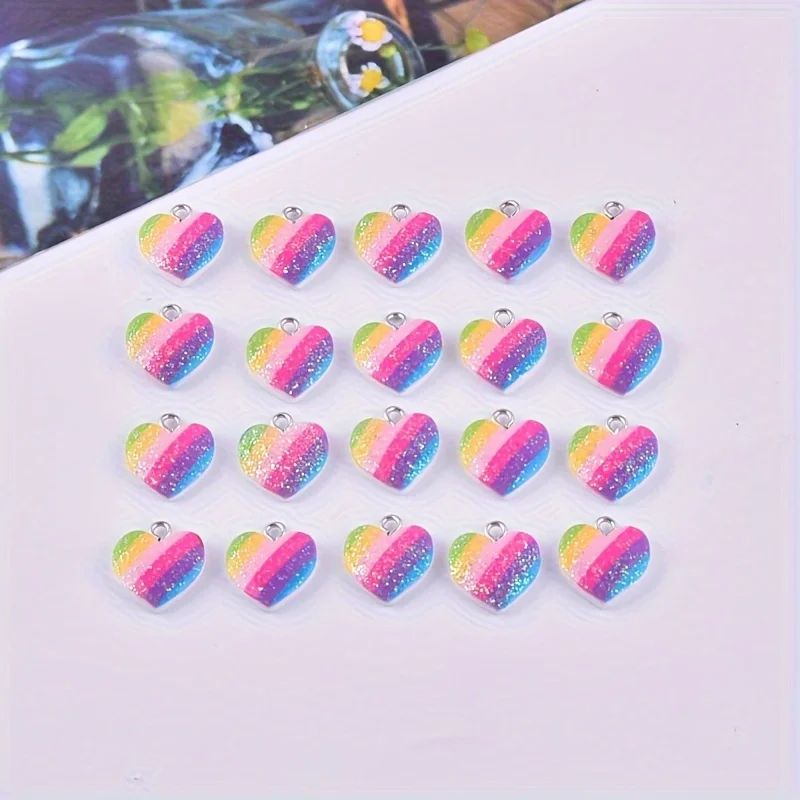 10 Buah Liontin Resin Hati War - Resin Art Earrings ulasan dan harga
