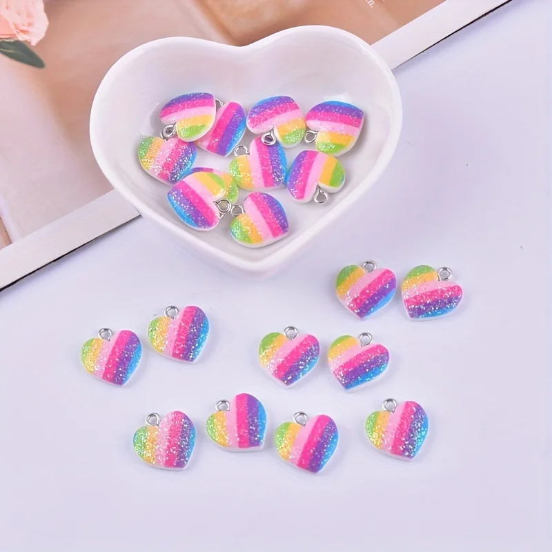 10 Buah Liontin Resin Hati War - Resin Art Earrings ulasan dan harga