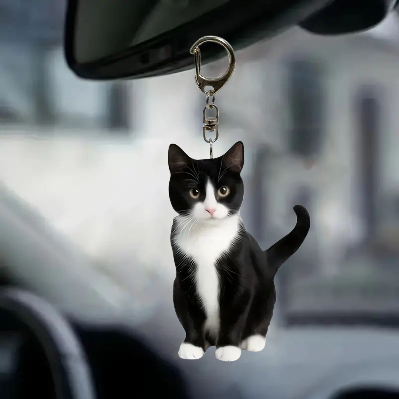Gantungan kunci kucing hitam d - Resin Art Ring Design ulasan dan harga