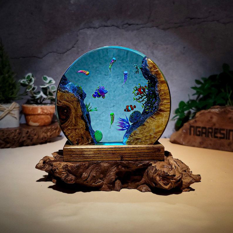 Lampu Meja Resin Organisme Aku - Resin Art Table ulasan dan harga