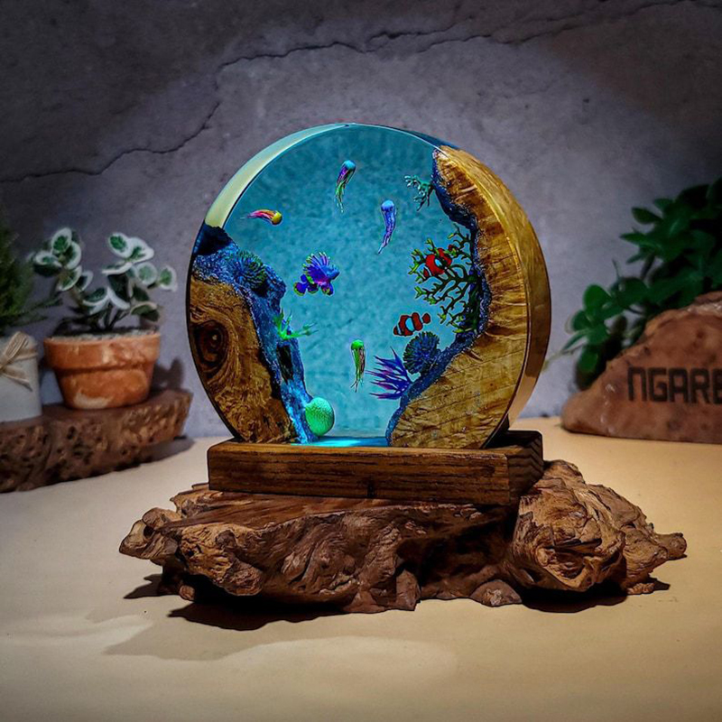 Lampu Meja Resin Organisme Aku - Resin Art Table ulasan dan harga