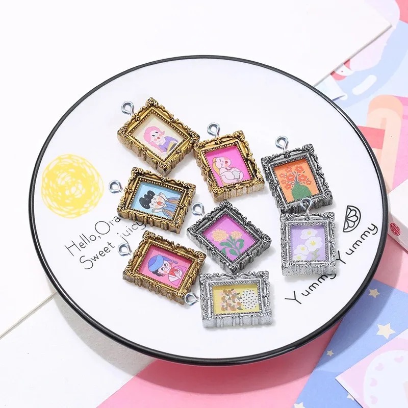 10 Buah Liontin Bingkai Foto R - Resin Art Earrings ulasan dan harga