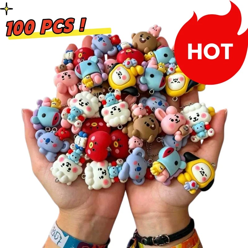7pcs BT21 Resin Kartun Charm A - Resin Art Earrings ulasan dan harga
