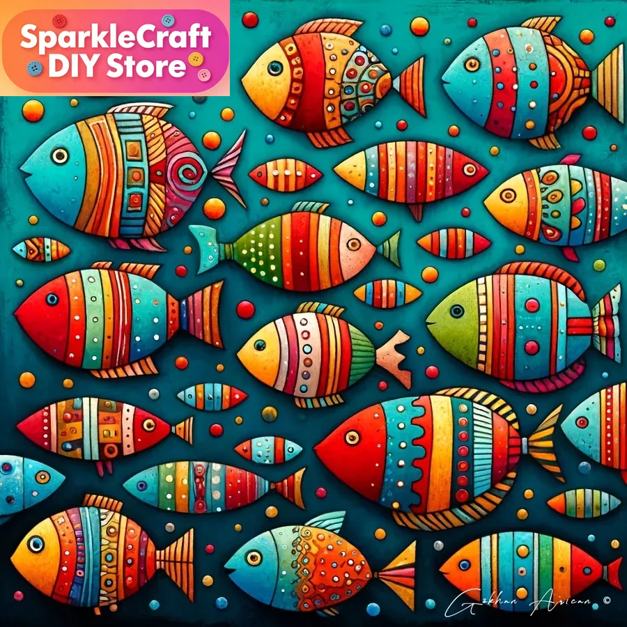 Kit Lukisan Berlian 5D Ikan Wa - Resin Art Wall Decor ulasan dan harga